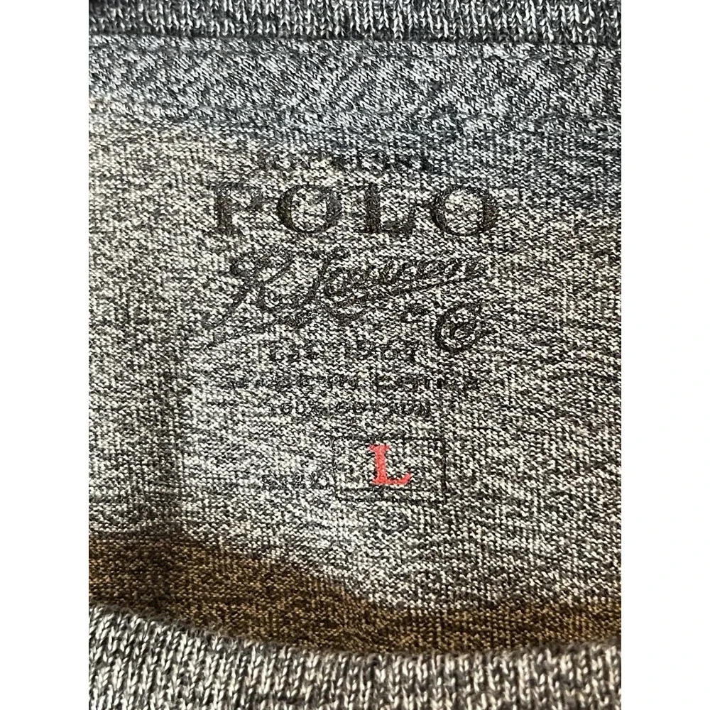 Ralph Lauren Polo Shirt‎ Mens Heather Gray Regular Fit Pony Logo Crew Neck Large